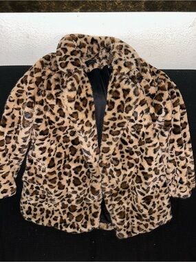 Love Tree Leopard Print Faux Fur Jacket - Brown & Black